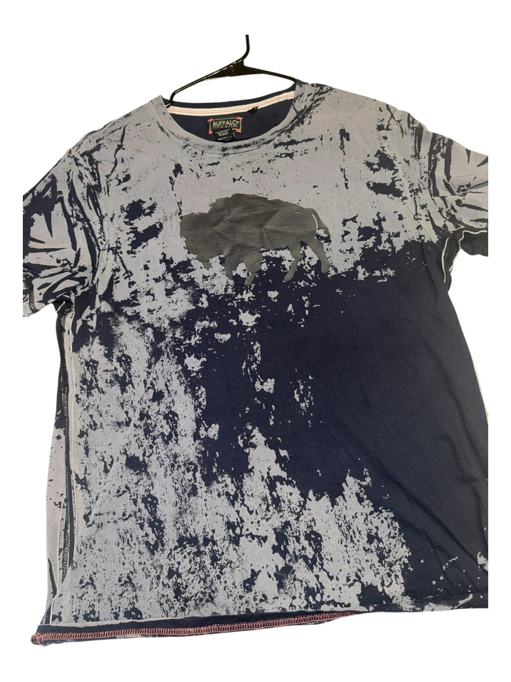 Buffalo David Bitton Grey and Navy Graphic Short Sleeve Tee